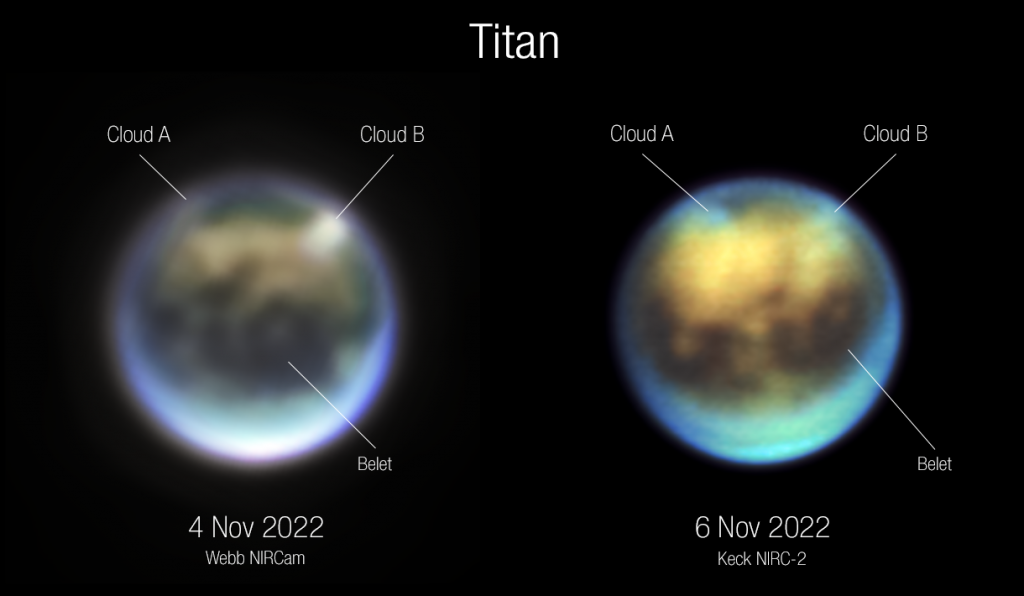  Фото: Image credit: NASA, ESA, CSA, W. M. Keck Observatory, A. Pagan (STScI). Science: Webb Titan GTO Team Фото Обсерватории Кека 