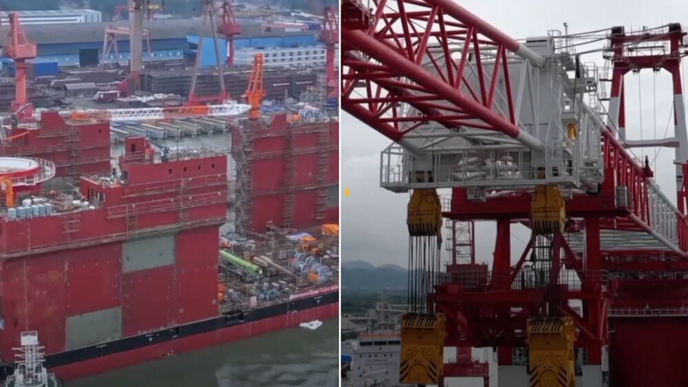 2200 тонн за раз способен поднять новый гигантский крановый корабль Китая: видео