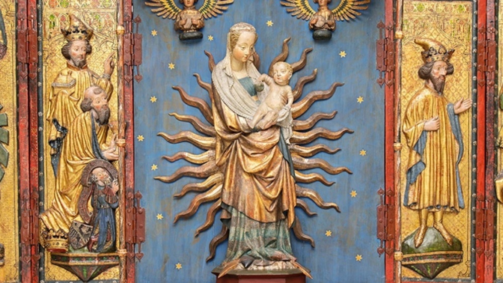 , Алтарь 1420 года из Альп-Лейггерн, образцы для исследования были взяты с одеяния Девы Марии