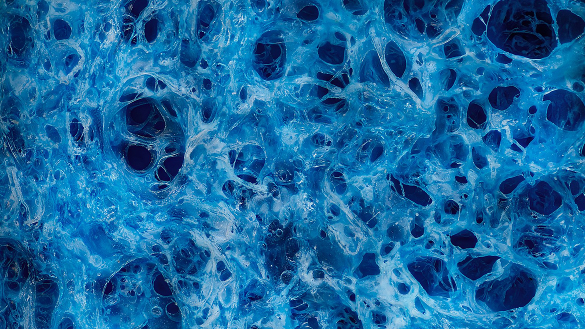 Салфетка универсальная губчатая под микроскопом
