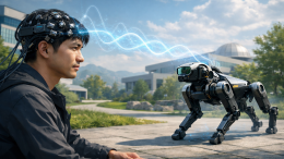 В Китае роботом-собакой научились управлять силой мысли